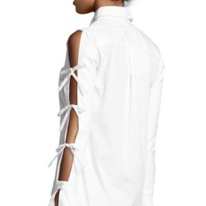 JOHNATHAN SIMKAI | Pearly-Button Tie-Sleeve Oxford Shirt